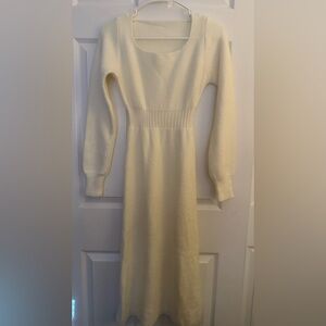 SHEIN Ivory Long Sleeve Knit Dress
